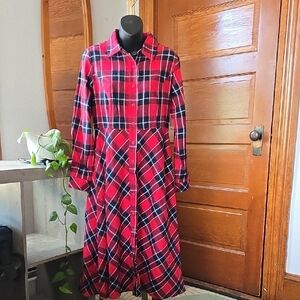 NWT AppleSeed's Red Flannel Fit N Flare Midi US 10P